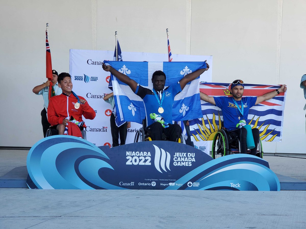 BCWSA's tweet photo. It's another medal for Leo Sammarelli! He takes the bronze in the Men's 100m Wheelchair Race and teammate Paulo Guerrero finishes in a 5th place with a new PERSONAL BEST! 

The boys are back at it tomorrow for their final race - The 400m final! https://t.co/c8v2IanJUs