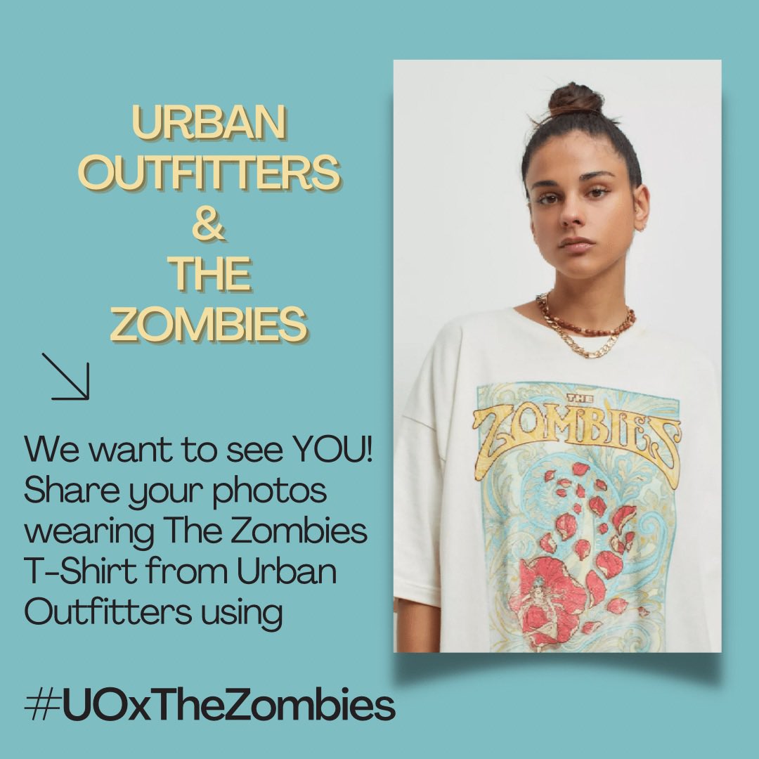 The X: "Calling all fans! Our tee at Urban Outfitters has sold 10K units! We want to see YOU! Tweet a picture of yourself wearing The Zombies T-Shirt from