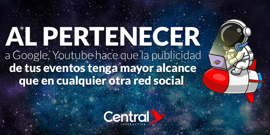 CenInteractiva's tweet photo. Youtube es la plataforma de vídeo más popular en México.🔝🎥 ¡Genera mayor alcance en tus campañas de vídeo📈 y llega a la audiencia indicada para ser parte de tus eventos con esta plataforma! 👉https://t.co/8cuZsWoQtH https://t.co/Xm07z9GaxC
