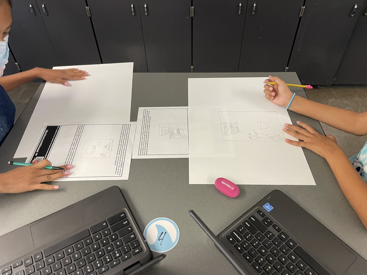 mrssnyder007's tweet photo. #CampVIDA!!! @VIDASHARKS getting their first (maybe second) taste at #DesignThinking by designing a unique cereal and box for their partners! #Empathy first, then #Ideate, then #Prototype. Super creative 6th graders designing for others! #WeAreVIDA https://t.co/S8ktU15nnV