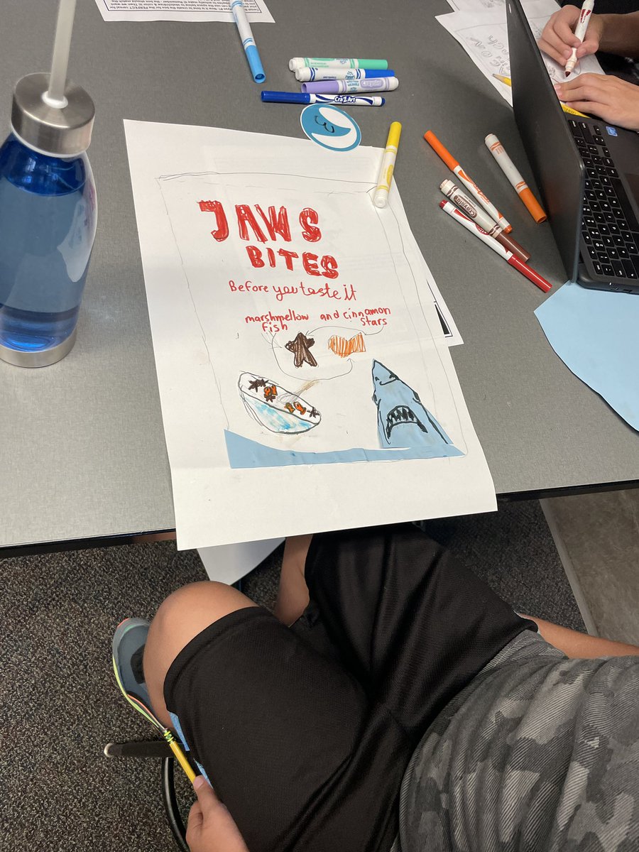 mrssnyder007's tweet photo. #CampVIDA!!! @VIDASHARKS getting their first (maybe second) taste at #DesignThinking by designing a unique cereal and box for their partners! #Empathy first, then #Ideate, then #Prototype. Super creative 6th graders designing for others! #WeAreVIDA https://t.co/S8ktU15nnV