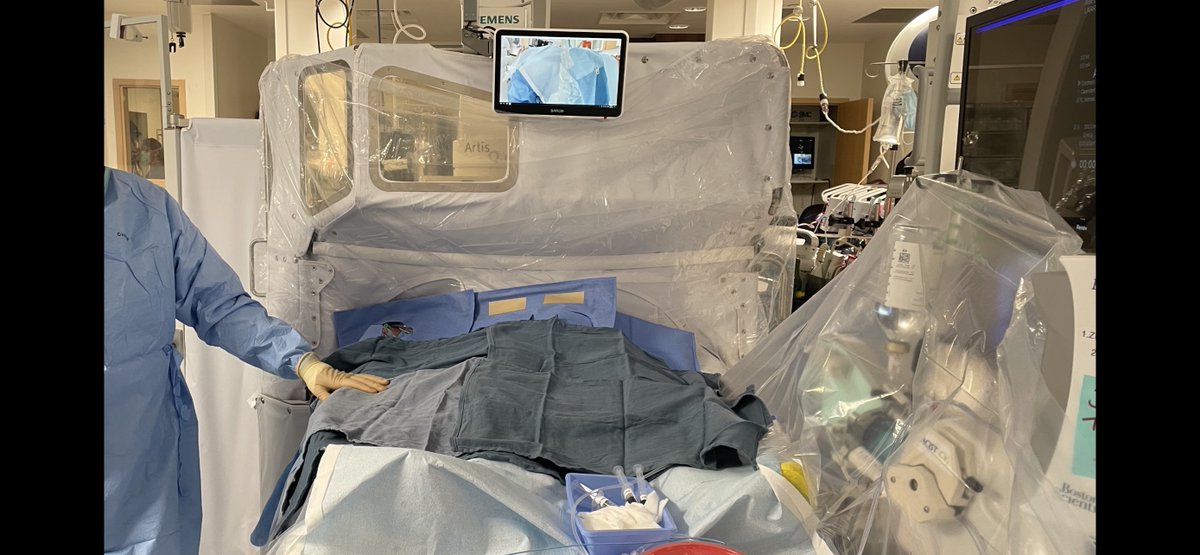 Zero radiation, lead-apron (and Advil) free TAVR with the Protego radiation barrier system. 20 interventional cases completed. 16 of 20 cases zero radiation; 4 of 20 at 0.1 mr total exposure. @chadialraies @nadia_sutton @SVRaoMD @AlokSharma081