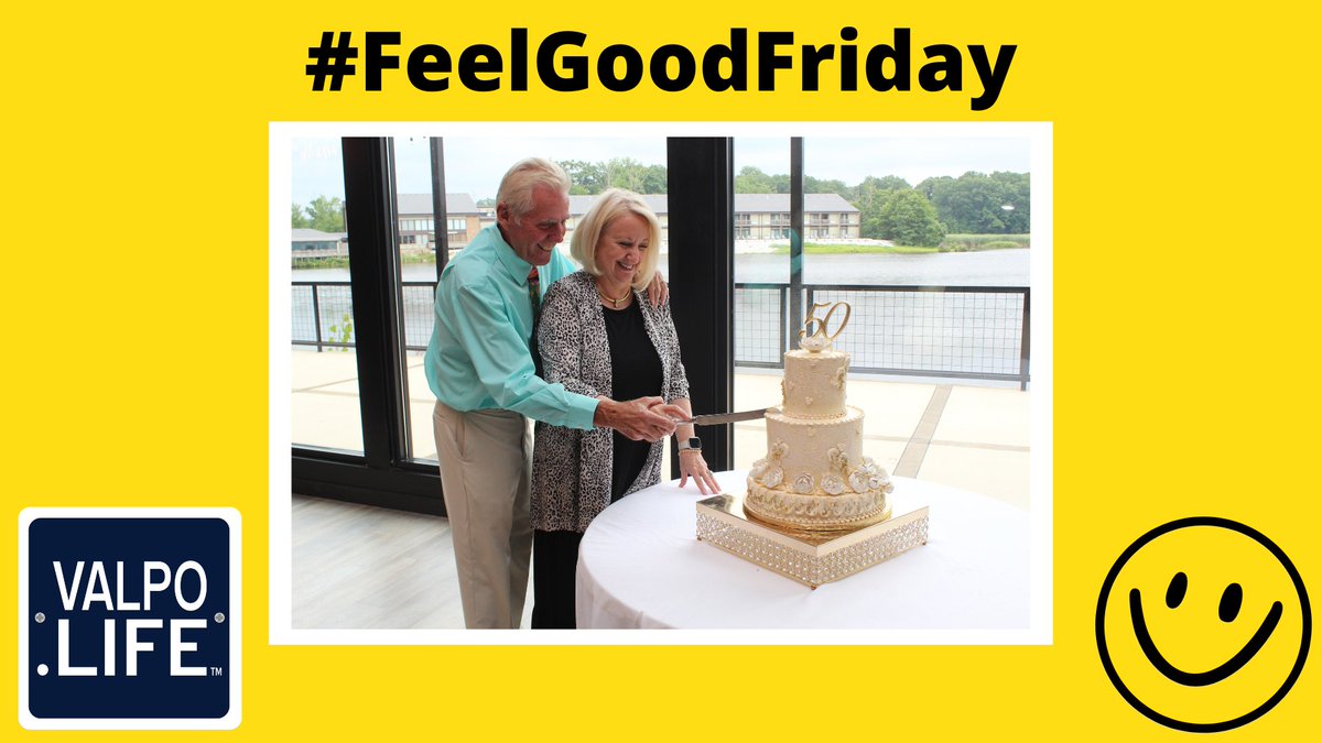 ValpoLife's tweet photo. Happy Friday everyone! Today we are sharing a photo from Donna &amp; Doug Flanagin's 50th anniversary that made us smile. We hope everyone has a great Friday! 🤵👰

@bulkmail4u https://t.co/E3q0ePPQBT