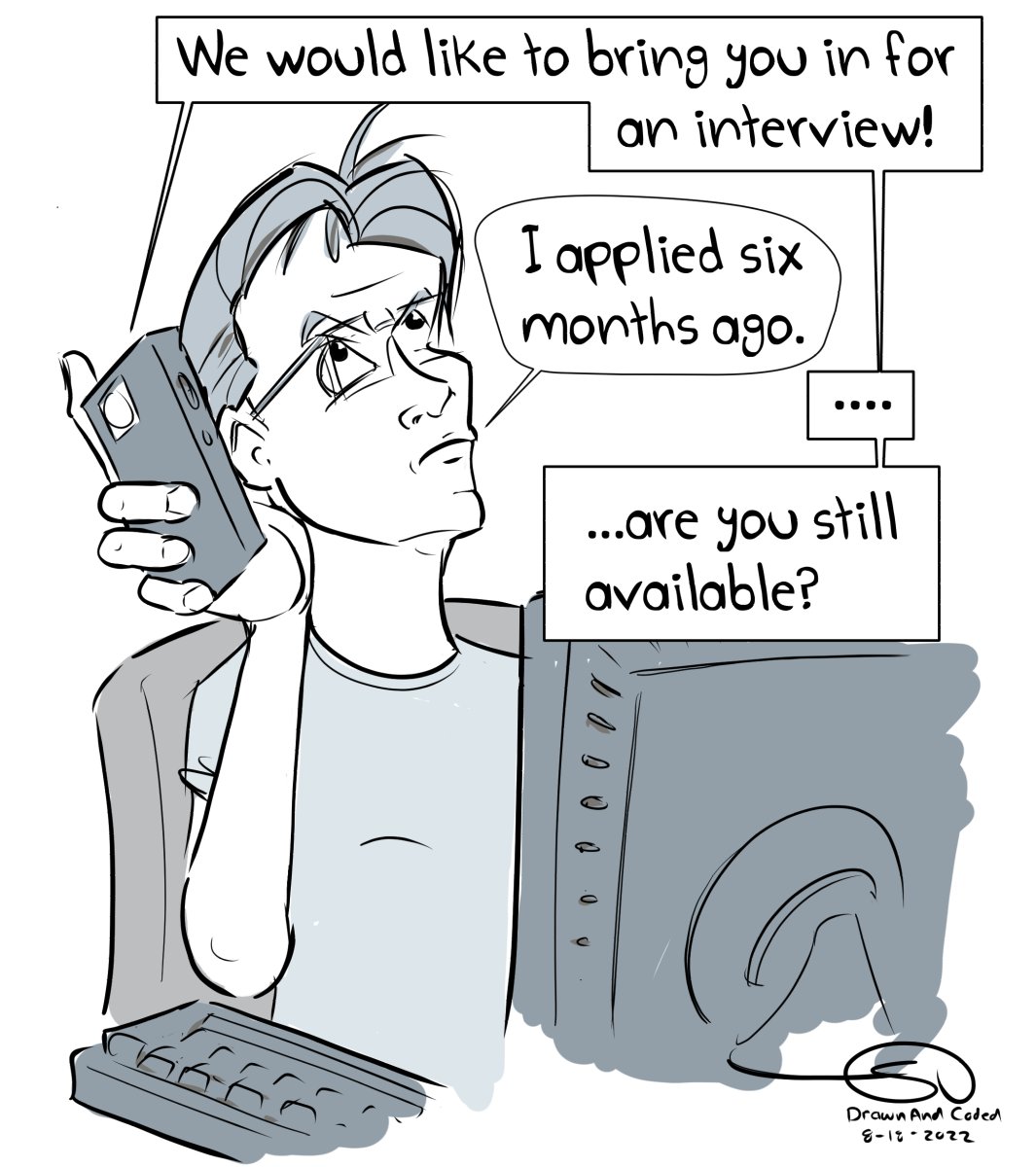 drawnandcoded's tweet photo. My job search, illustrated ( 1 of 4 ) https://t.co/xKUuskLjSZ