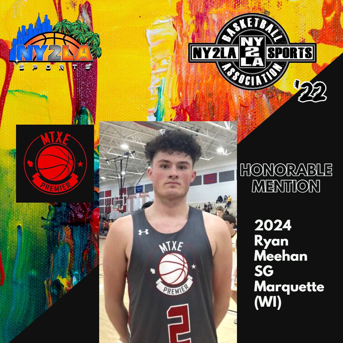 NY2LA Basketball (@ny2labasketball) on Twitter photo 2022 NY2LA Basketball Association <a href="/ny2labasketball/">NY2LA Basketball</a> - Season Awards
🏀16U Honorable Mention🏀
Ryan Meehan <a href="/ryan_meehan2/">Ryan Meehan</a>
Class: 2024
Position: SG
Travel: <a href="/MTXEPREMIER/">MTXE Premier Basketball</a>
HS: Marquette HS (WI)
<a href="/ny2lasports/">NY2LA SPORTS</a> 2022 NY2LA Basketball Association <a href="/ny2labasketball/">NY2LA Basketball</a> - Season Awards
🏀16U Honorable Mention🏀
Ryan Meehan <a href="/ryan_meehan2/">Ryan Meehan</a>
Class: 2024
Position: SG
Travel: <a href="/MTXEPREMIER/">MTXE Premier Basketball</a>
HS: Marquette HS (WI)
<a href="/ny2lasports/">NY2LA SPORTS</a>