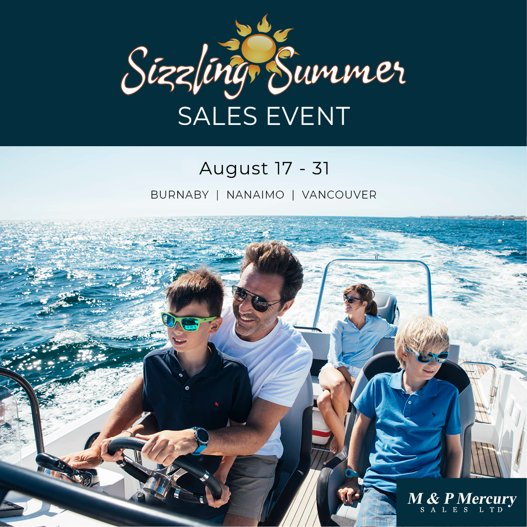 mpmercury's tweet photo. Visit M&amp;P during our Sizzling Summer Sale from August 19 - 31 in Burnaby, Nanaimo and Vancouver to explore our boats from 17ft to 76ft and save the luxury tax on boats over $250,000 if you purchase before Sept 1st.
Request your private viewing: https://t.co/mk02TCpYJK  

#boatsbc https://t.co/r8BgHbwATr