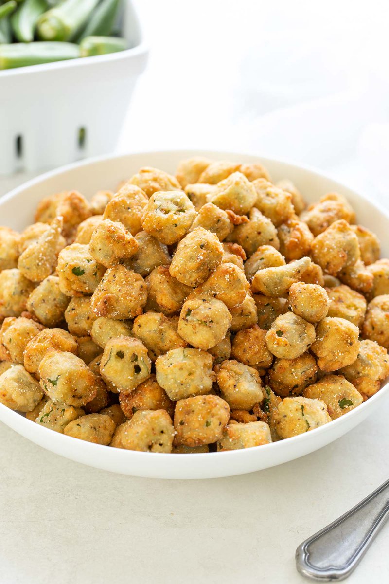 Summer isn't complete without delicious FRIED #OKRA!  Sliced okra are coated with buttermilk and breaded in a seasoned flour and cornmeal mixture, then pan fried to golden crispy perfection. 😋 bit.ly/3Cen9Zn