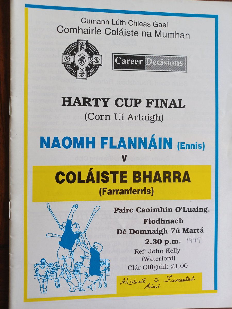 mgbosco71's tweet photo. 1999 Harty Cup Final @StFlannans v St. Finbarrs Farranferris @claregaacg @HurlingHistory @OfficialCorkGAA @MunsterGAA @Munsterpps @officialgaa @JohnGaa5 https://t.co/mq4ZOoD7OW