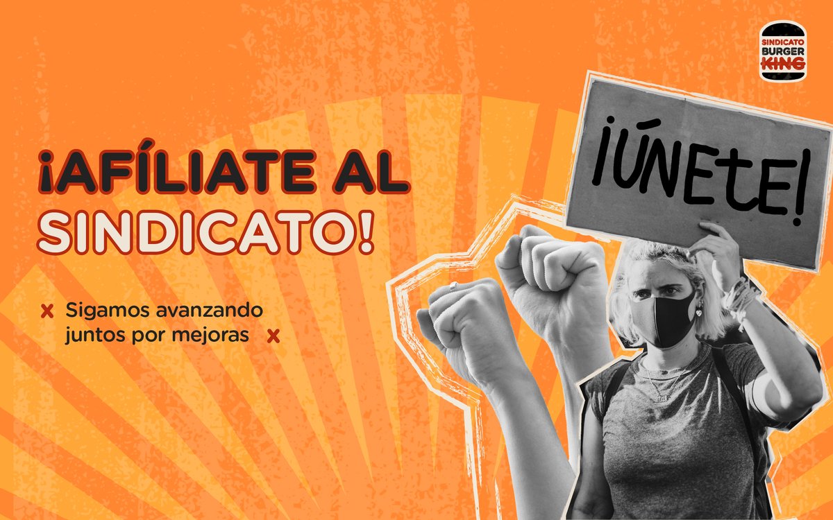 Sigamos luchando por nuestros derechos laborales.✊

Cuando te afilias al sindicato nos das más fuerzas para seguir peleando por mejorar las condiciones de trabajo para todxs. 

Sé parte de esta lucha y avancemos juntos por nuestro bienestar. 
#SindicatoBurgerKing #Sindicalizate
