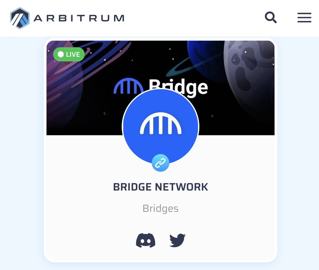 bridgenetwork0x's tweet photo. Bridge Network is officially live on the Arbitrum portal! 

The portal highlights the different dApps integrated within Arbitrum ecosystem, allowing a gateway for all the users needs!  

Discover more here! 
https://t.co/TsM5wBBHhl https://t.co/CmnAKaYrIU