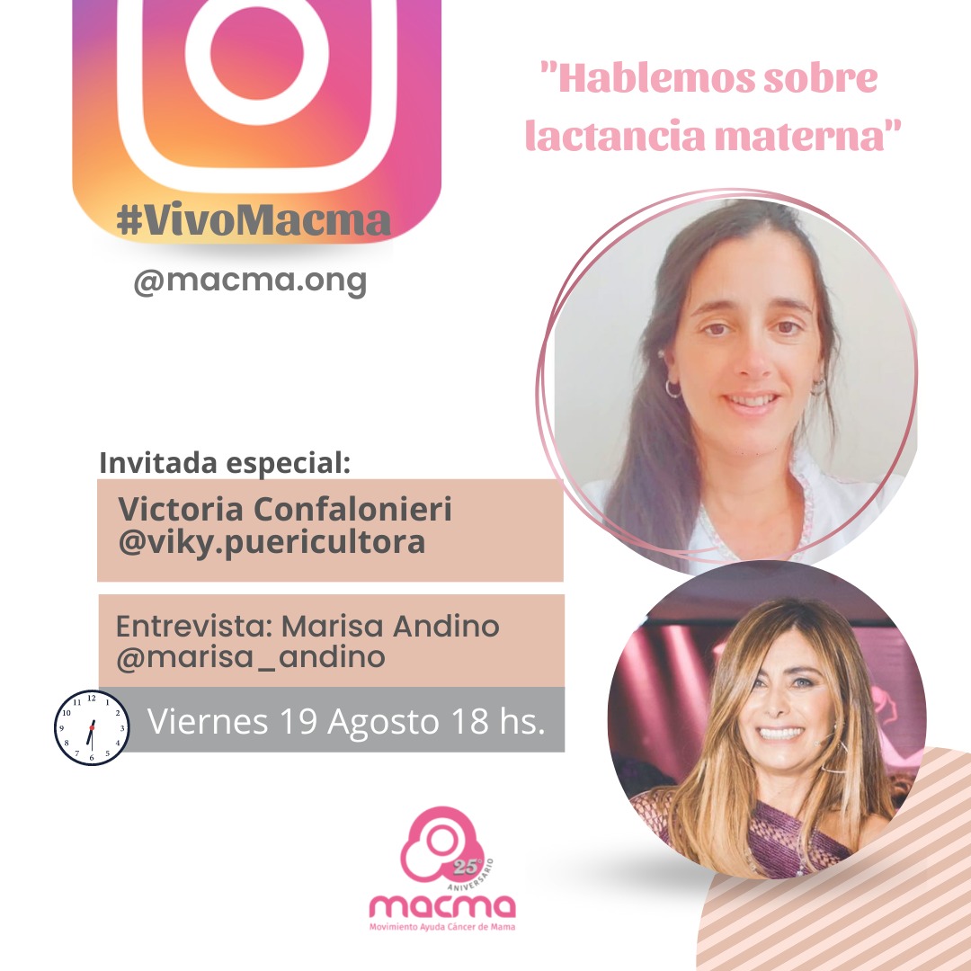 HOY 18hs! "Hablemos sobre lactancia materna" junto a Victoria Confalonieri y Marisa Andino. 
Desde nuestro Instagram: <a href="/macma/">macma</a>.ong
¡L@s esperamos!