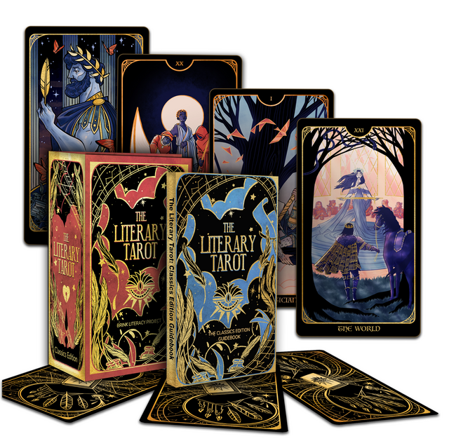 BrinkLitProject's tweet photo. Our spectacular, gold-foiled, author-star studded, classic #story packed, artfully #illustrated and designed #LITERARYTAROT is just weeks away from release. The only way to be sure you'll get one is by preordering! Here's where to do it: https://t.co/izi14C9Yil https://t.co/nac9uihZaO