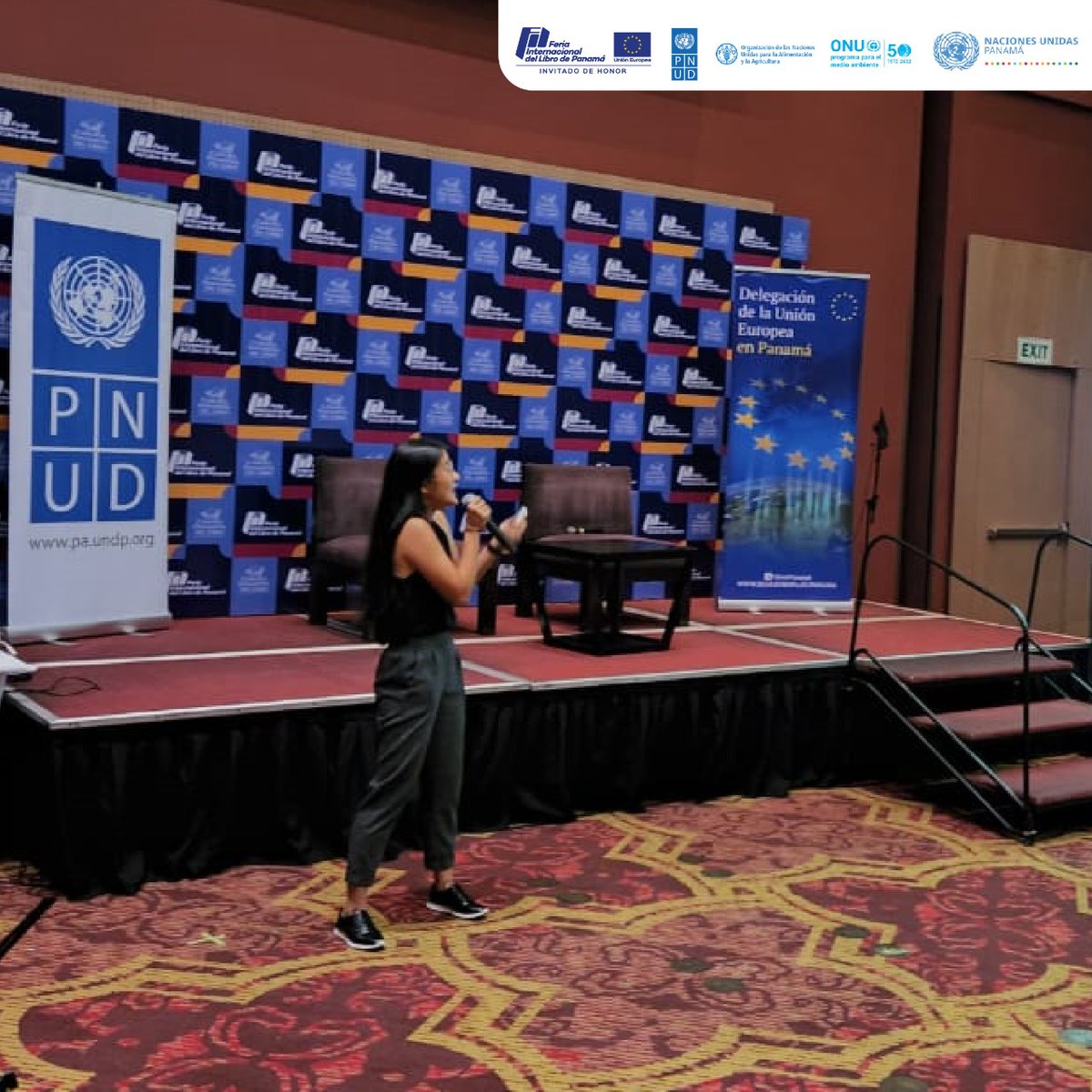 PNUDPanama's tweet photo. 🤝Juntos @PNUDPanama @FAOMesoamerica @unep_espanol @PanamaUe @ONUPanama @CAPALIPTY continuamos creando espacios de intercambio que permitan a la juventud alzar su voz y con sus mensajes motivar a más y más jóvenes.
💪📚#NadieAtrás #FILPanama2022 #Panamá #AcciónClimática https://t.co/eXydec2aGM