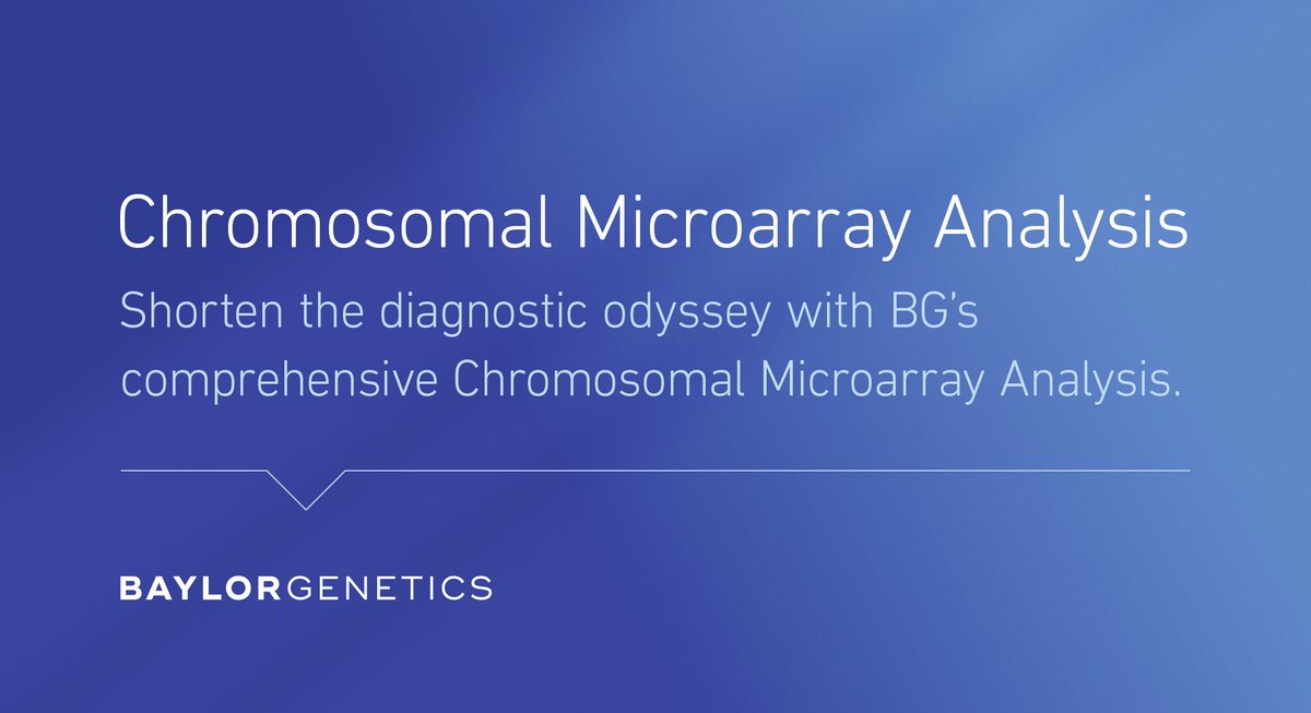 The American College of Medical Genetics regards #ChromosomalMicroarrayAnalysis a first-tier diagnostic test for the evaluation of various developmental delays & congenital abnormalities in children.

Learn more: ​bit.ly/3l0TxVA ​

#ThinkBG #BGreat #GeneticTesting