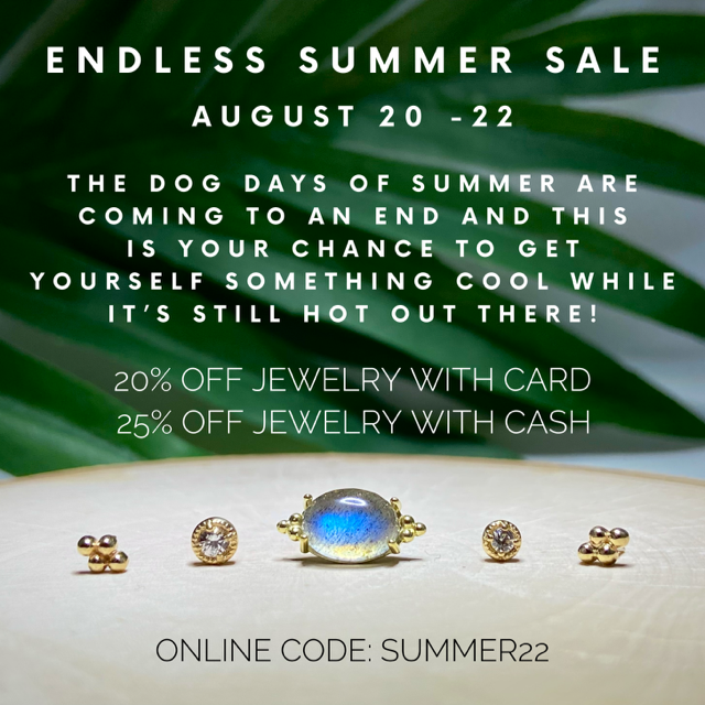 BuddhaMichelle's tweet photo. It's our Endless Summer Sale on now through Sunday. Get 20% off jewelry with code SUMMER22. Visit our shop in Upland, CA this weekend for 25% off with cash!

#bodyjewelry #summersale #sale #jewelry #code #shop #weekend #endlesssummer #comein #uplandca https://t.co/lKKyeSTb9G