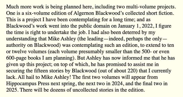 S.T. Joshi is releasing a Six-Volume Algernon Blackwood collected fiction set from @Hippocampus__ starting next year! 
I'm very excited about this.
#BookTwitter #WeirdFiction #AlgernonBlackwood #BookWorm