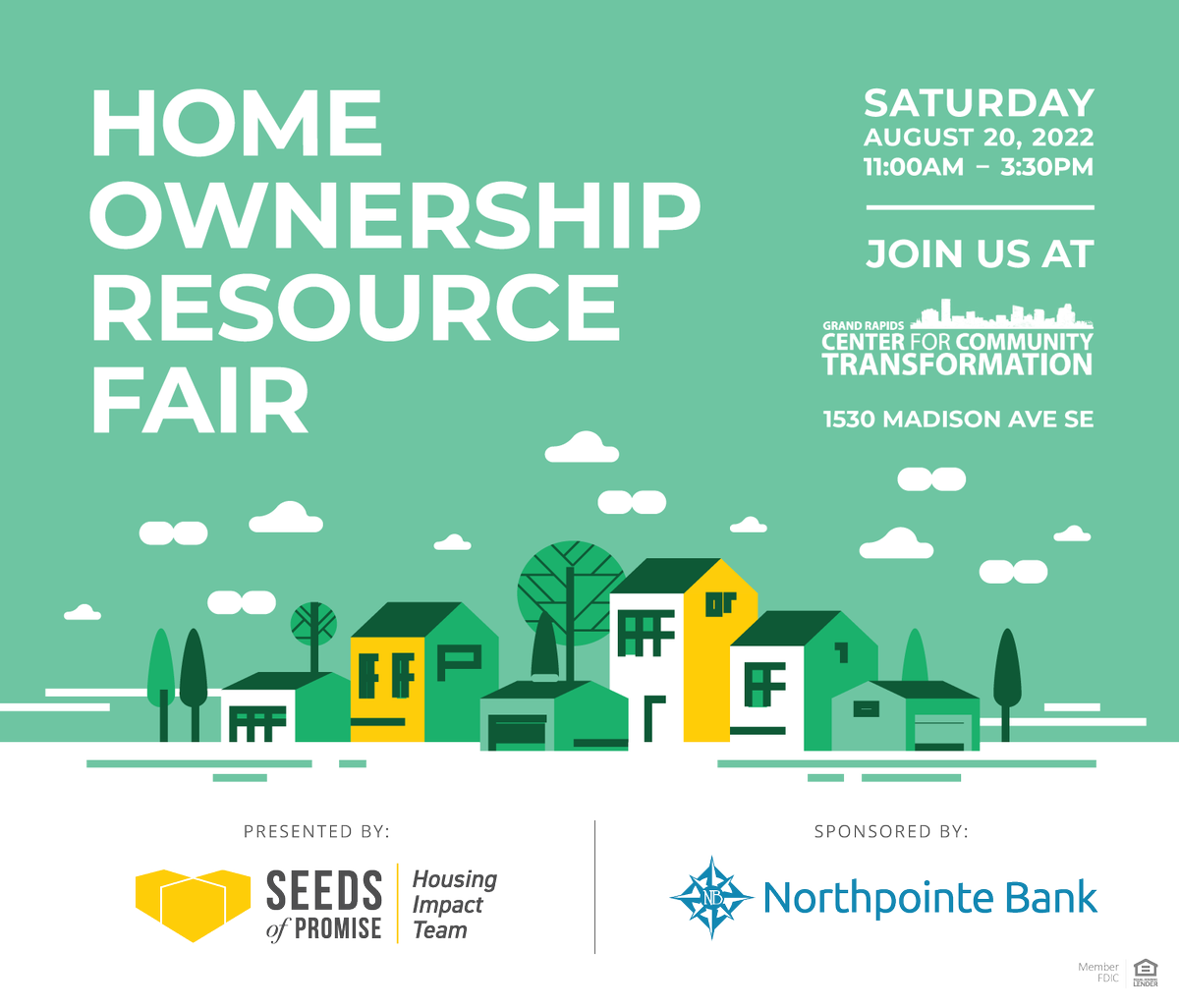 NorthpointeBank's tweet image. We're so excited to partner with Seeds of Promise for their Home Ownership Resource Fair. Join us this Saturday for food, music, door prizes and housing workshops! @sopGrandRapids