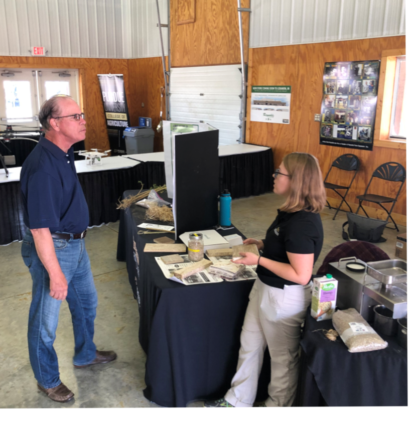 PurdueAgronomy's tweet photo. Sen. Mike Braun stopped by to see the Marguerite Bolt (@PurdueHemp) and the Purdue Hemp display in the Mac Reynolds building at the Indiana State Fair Grounds. https://t.co/k49mNYzr85