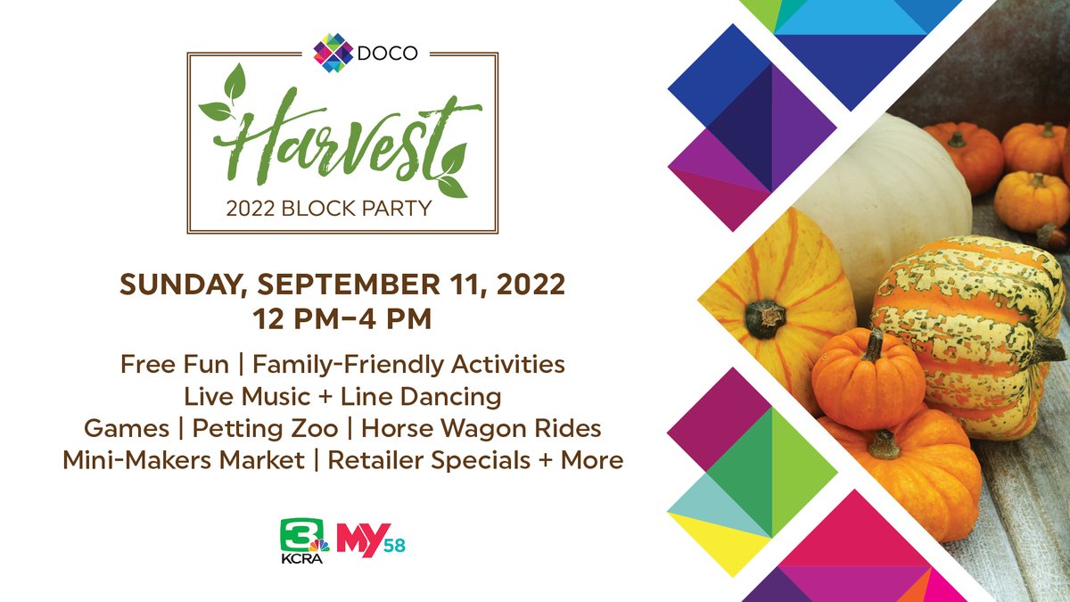 🗓️SAVE THE DATE🗓️ Our 3rd Annual Block Party is just a few weeks way on Sunday, 9/11 from 12-4pm. Free, family-friendly fun, music, dancing and lots of activities in partnership with @kcranews! 🤠🎶🎃 Details: tinyurl.com/2nkbddp9 #DOCO #BlockParty #DowntownSac #Community