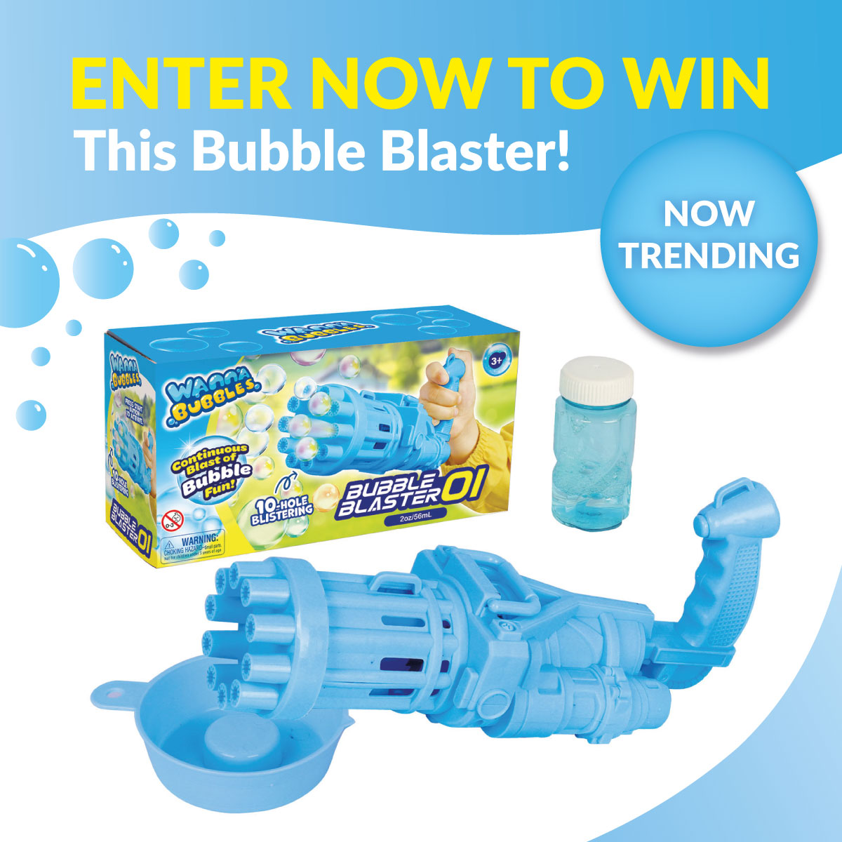 ✨ #GIVEAWAY TIME ✨

TRENDING ➡️ Enter now to #win this Bubble Blaster Toy: 

1. Like this
2. Retweet 
3. Follow us

bit.ly/3Cfi82L

Good Luck! 🤞 Winners chosen at random. Competition ends 26/08/2022. Competition open to UK and ROI residents. T&amp;Cs apply.