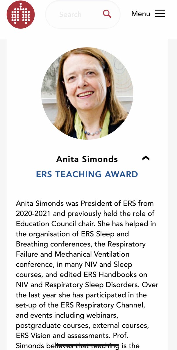 Michelle Chatwin (@michellechatwin) on Twitter photo Congratulations <a href="/anitaKS1/">Anita Simonds</a>
Completely deserved! You have taught so many clinicians so much 🙏🏻🎉
<a href="/EuroRespSoc/">ERS</a> <a href="/ERSAssembly2/">ERS Assembly 2</a> Congratulations <a href="/anitaKS1/">Anita Simonds</a>
Completely deserved! You have taught so many clinicians so much 🙏🏻🎉
<a href="/EuroRespSoc/">ERS</a> <a href="/ERSAssembly2/">ERS Assembly 2</a>