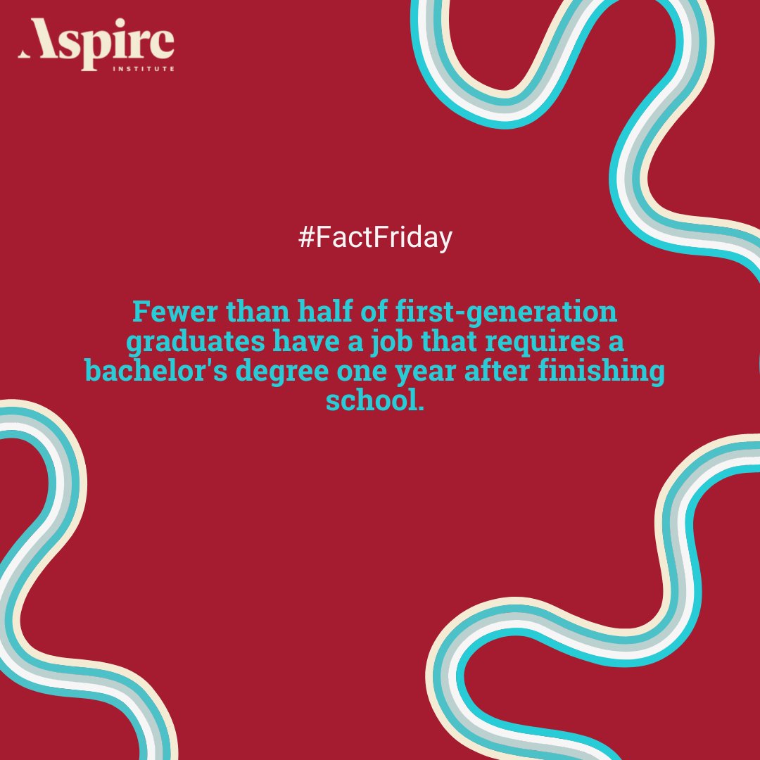aspire_leaders's tweet image. Fewer than half of first-generation graduates have a job that requires a bachelor's degree one year after finishing school according to @FirstgenCenter. #aspireleadersprogram #factfriday #firstgenfriday