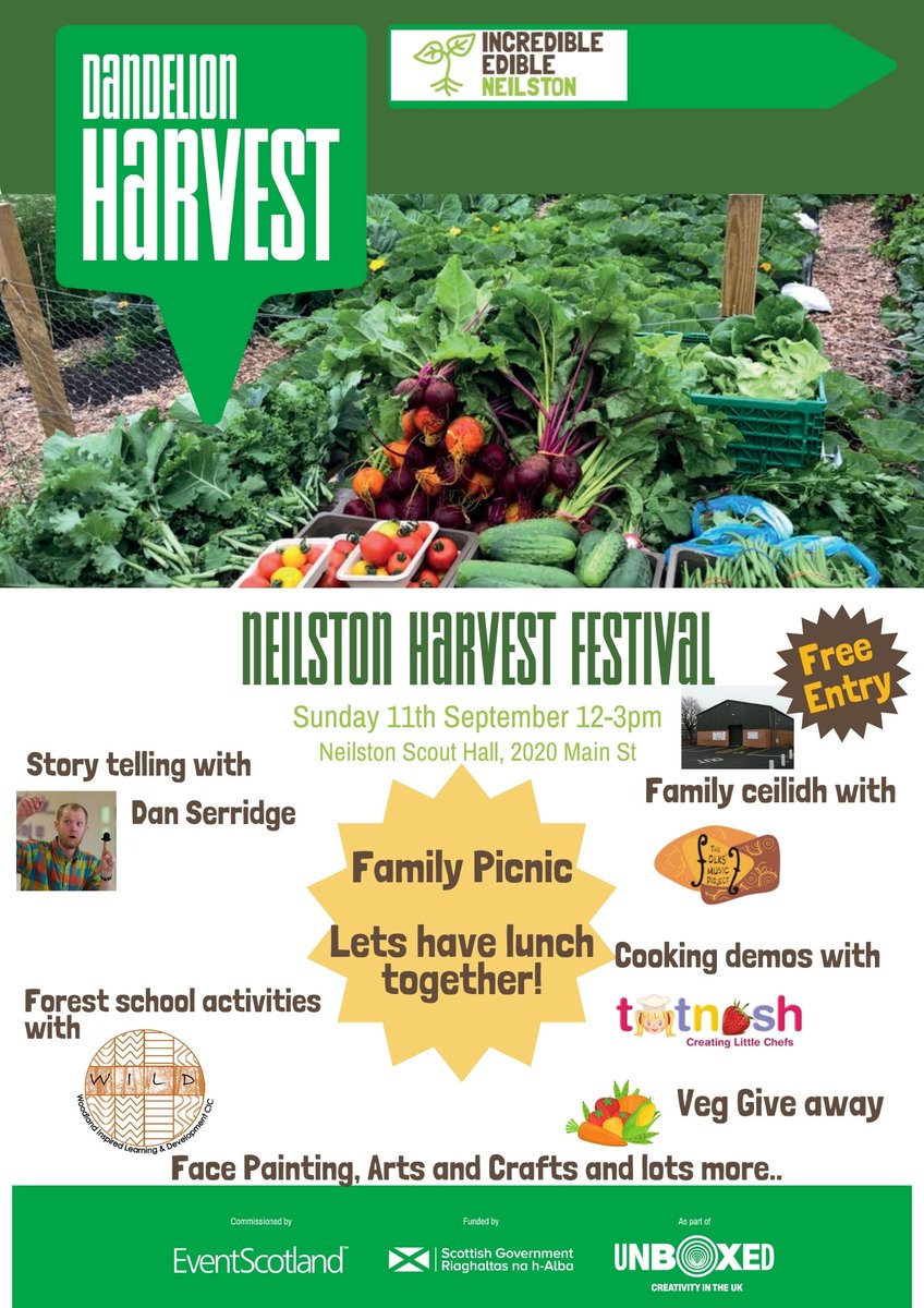 Harvest is coming and everyone’s invited!

We're hosting a Harvest celebration on Sept 11th as part of <a href="/DandelionScot/">Dandelion</a>. We're inviting everyone to come along and share food, live music and conversation. 

You can find out more about your local Harvest at: dandelion.scot