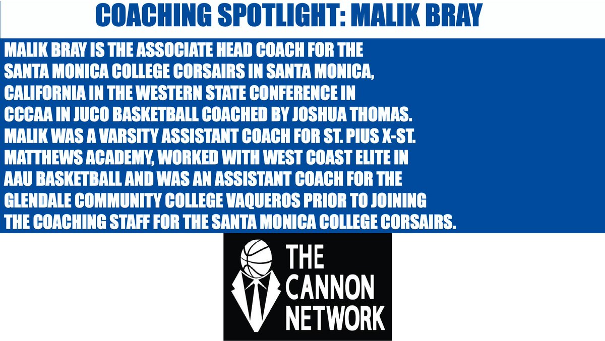 Cannon_Network's tweet photo. @malik__bray is the associate head coach for Santa Monica College Corsairs. https://t.co/imKXl7OOQe #basketball #SantaMonicaCollege #SMCCorsairs #SantaMonica #California #WesternStateConference #CCCAA #JUCO #TheCannonNetwork https://t.co/pildh77L5m
