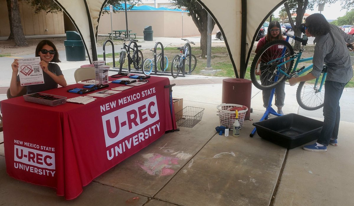Welcome back Aggies!
Stop by our table in front of the Activity Center today and get your bike checked out, get a free bike lock and learn all about what we have to offer!