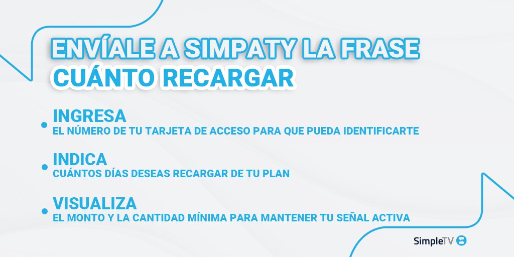 Simple_vzla's tweet photo. Escríbele a Símpaty YA y has tu recarga mínima 

Sigue disfrutando de la mejor programación

…así de Simple

#AsiDeSimple 
#SimpleTV 
#Simpaty https://t.co/0H8i0DFJLH