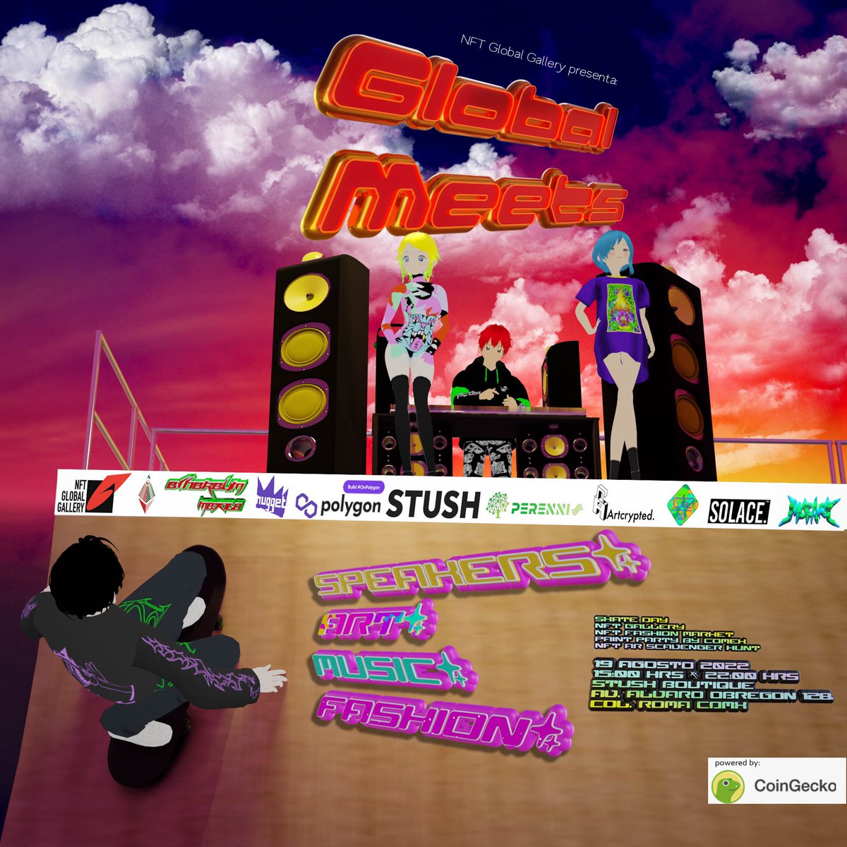 📡🧬🍬 Hoy, viernes 19 agosto, estaremos en Global Meets, evento oficial de la semana ETH México🚀  una iniciativa de  @nftglobalgaller representando a los Ceremonios en Stush 📡🔋📟 

Nos vemos ahí! 🚀