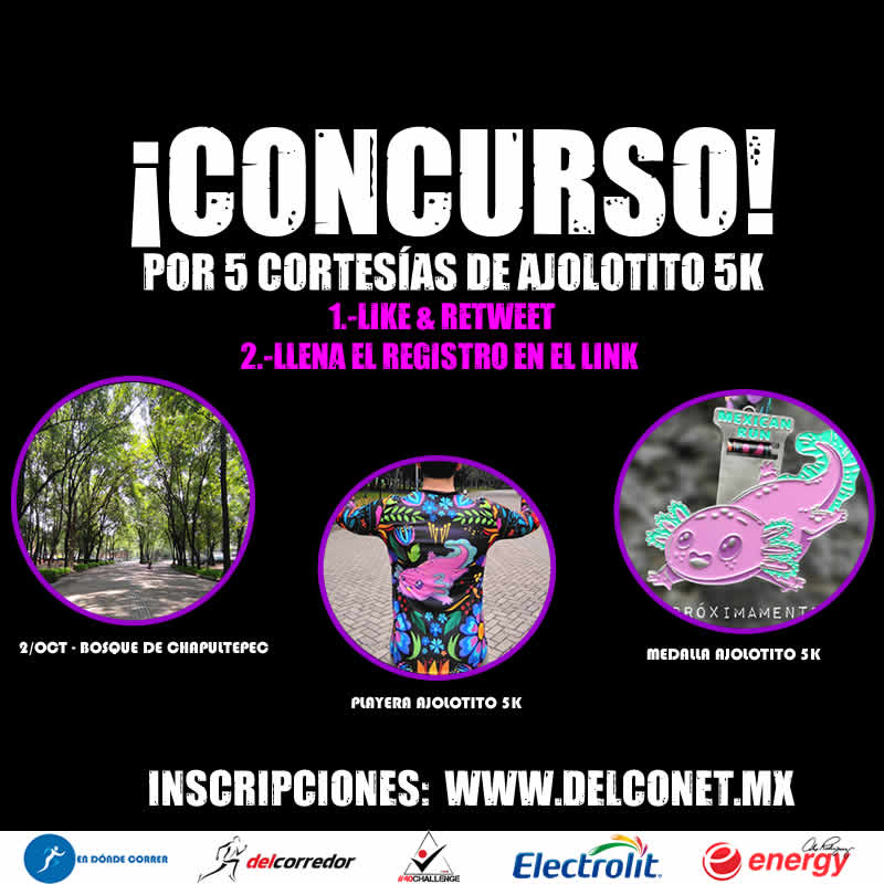 🚨🚨Concurso por 5 cortesías de Ajolotito 5k en el Bosque de Chapultepec el 2 de octubre🚨🚨
1.-LIKE Y RETWEET
2.-LLENA EL REGISTRO AQUÍ: endondecorrer.com/concurso-por-5…
Ajolotito 5k se corre el 2 de octubre en la primera sección del Bosque de Chapultepec. SÓLO QUEDAN 500 NÚMEROS 😱😱
