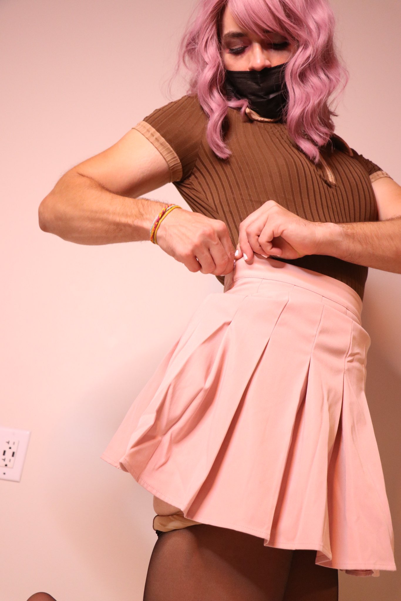 Can never decide what I like more, getting all dressed up or undressing for you ? #femboy #nstwtw #onlyfans