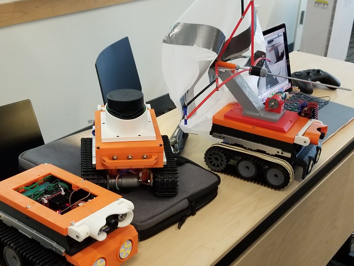 WASpaceGrant's tweet photo. The Lunarticos from @UTEP deployed a very interesting multi-rover strategy. Innovative approach! #ArtemisLLTEC https://t.co/V87mXJY0BY