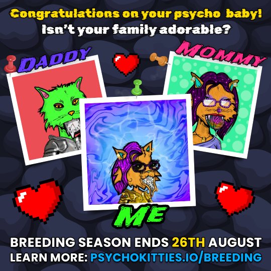 My <a href="/psychokittiesOG/">PsychoKitties</a> and PsychoMolly did it like they do on the Discovery Channel and got freaky in my wallet 😏 Now I have a PSYCHO BABY 😺 #PsychoKittyBaby