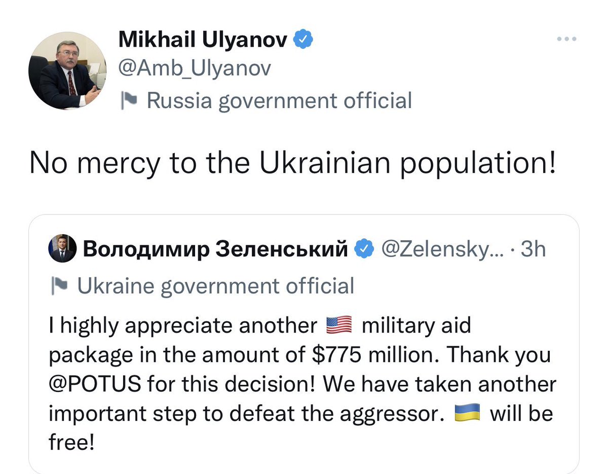 Russian ambassador tweets genocidal threats, time for Twitter to delete his account. Please RT