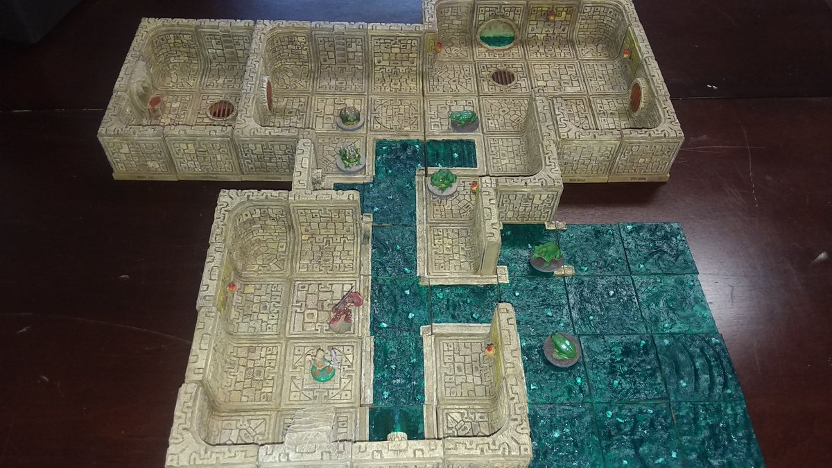 WilliamAltman's tweet photo. @TheOGGamer11 Helps visualization. Ensures everyone is on the same page.  Encourages people to move around the table to check sightlines. Looks amazing.

Dungeon tiles from https://t.co/S8w79W0h87 's Aztlan Sewers. https://t.co/CzxY6QmFYR