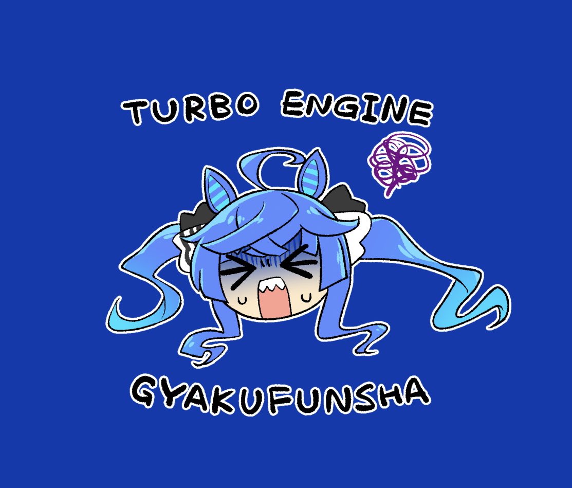 twin turbo (umamusume) 1girl horse ears animal ears solo blue hair twintails squiggle  illustration images