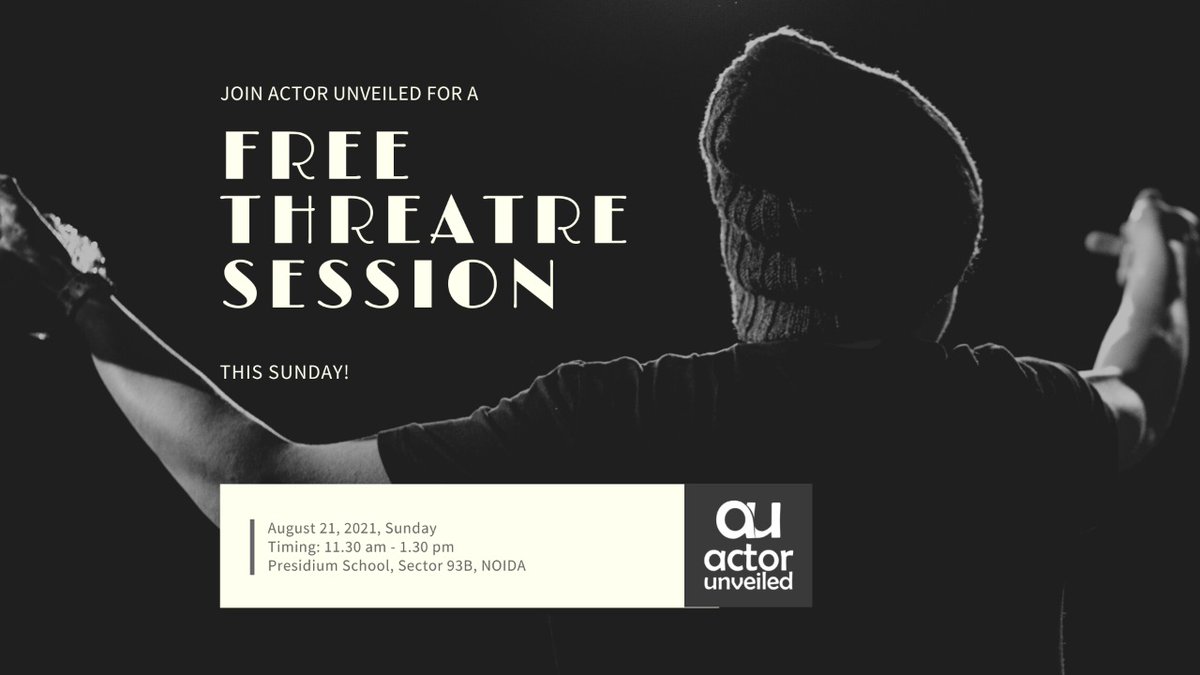 ActorUnveiled's tweet photo. Be a part of the most happening theatre group in Noida.
No prior experience needed. 
Come with passion and commitment 
Feel free to Call or WhatsApp us at 9818584145, 8800259703
So, let’s meet, Every Sunday, 11.30pm – 1.30pm #drama #acting #classes https://t.co/E5ik2pKtet