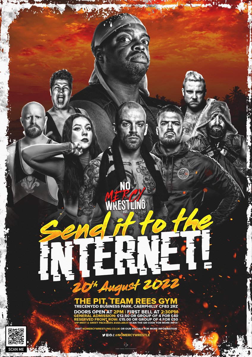 🚨LESS THAN 24 HOURS 2 GO🚨

Last chance to get advance tickets!

🎟 tinyurl.com/nomercywrestli… or on the doors!
📆 August 20th, 2022
⌚ Doors - 2pm | First Bell - 2:30pm
📍 The Pit, Team Rees Gym, Caerphilly