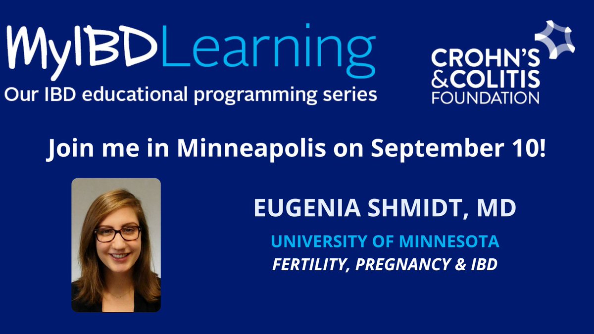 If you are an #IBD patient with questions about how your #Crohns or #UlcerativeColitis diagnosis may affect #fertility and #pregnancy, be sure to catch my presentation at the MyIBDLearning Midwest Regional Patient & Caregiver Conference. Register today: myibdlearningmidwest.org