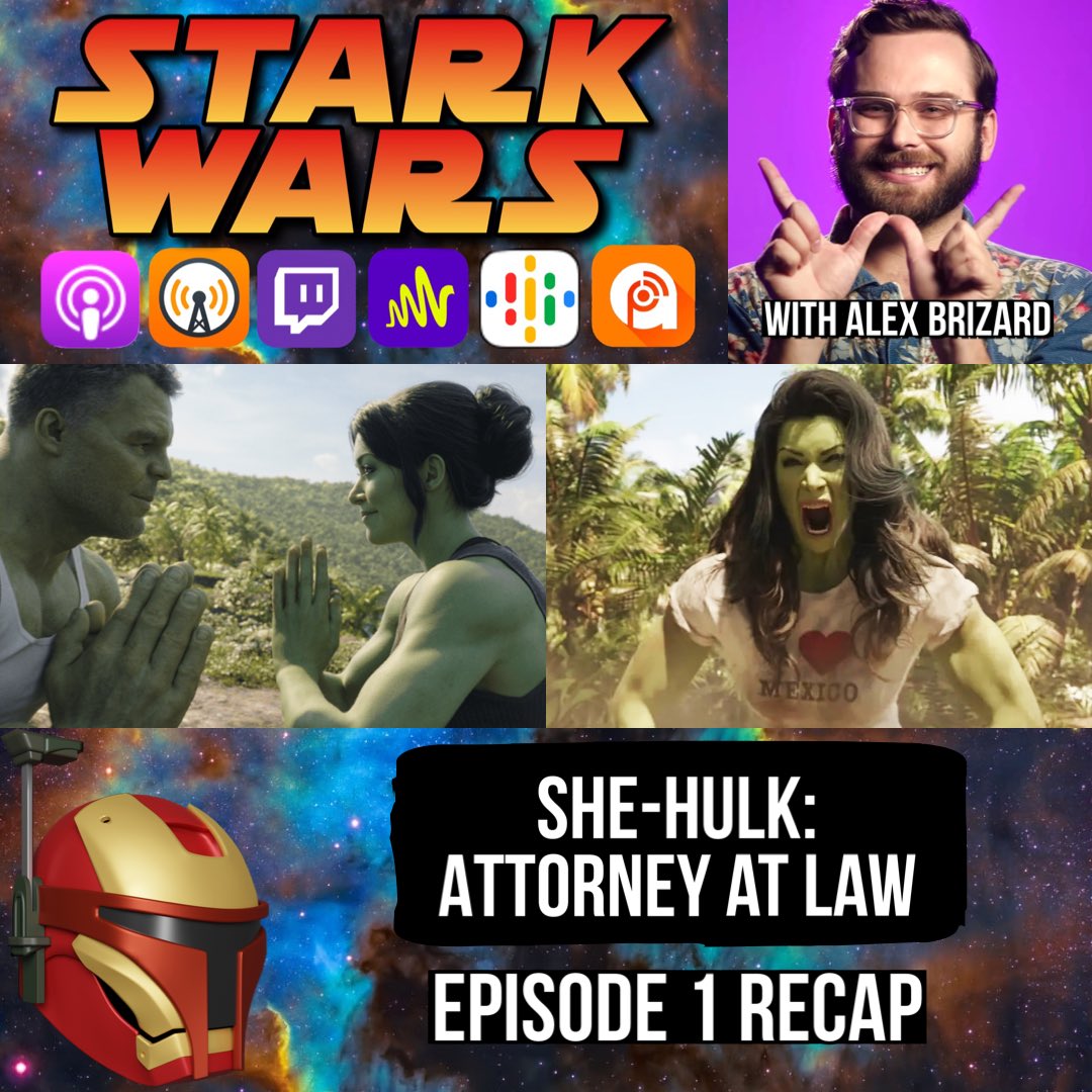 StarkWarsPod's tweet photo. When the cats away, the mice will play. Michael is on vacation this week, but @awildbriz filled the shoes well to recap a very fun premiere of #SheHulk

🔆Follow @StarkWarsPod
🚨Find Stark Wars on all podcast apps. 
👕Check out our merch in bio.
🔊 https://t.co/2de28ot4gH https://t.co/QlQ9qj5NY4