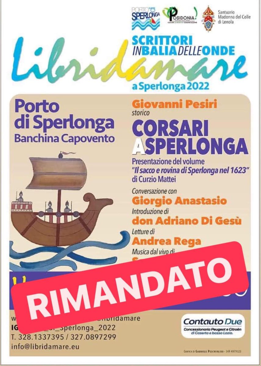 Causa maltempo l'evento di stasera è rimandato, vi comunicheremo presto la nuova data. Grazie! #Libridamare