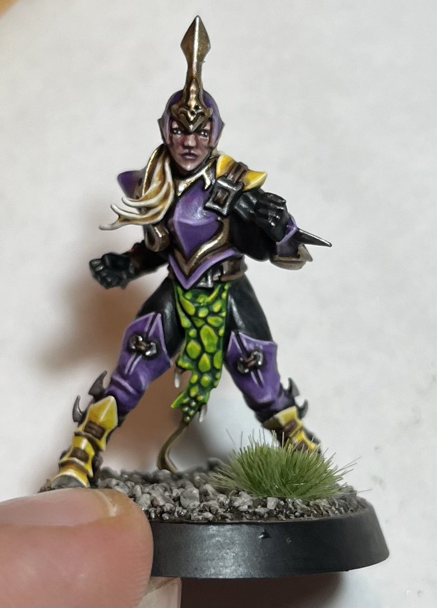 First Dark Elf done!! 👊💥🏈🎲 <a href="/wepaintmini/">Darren - We Paint Minis</a> #Warmongers #bloodbowl @WarComTeam #paintingwarhammer