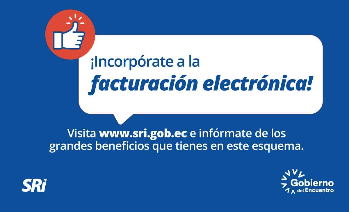 SRIoficialEc's tweet photo. Todo lo que necesitas saber sobre facturación electrónica encuéntralo aquí➡️https://t.co/b2V6wNp8bE https://t.co/Q8tApiEM6Y