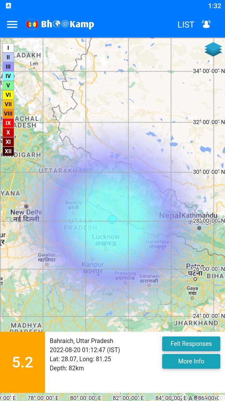 Earthquake tracker near lucknow uttar pradesh