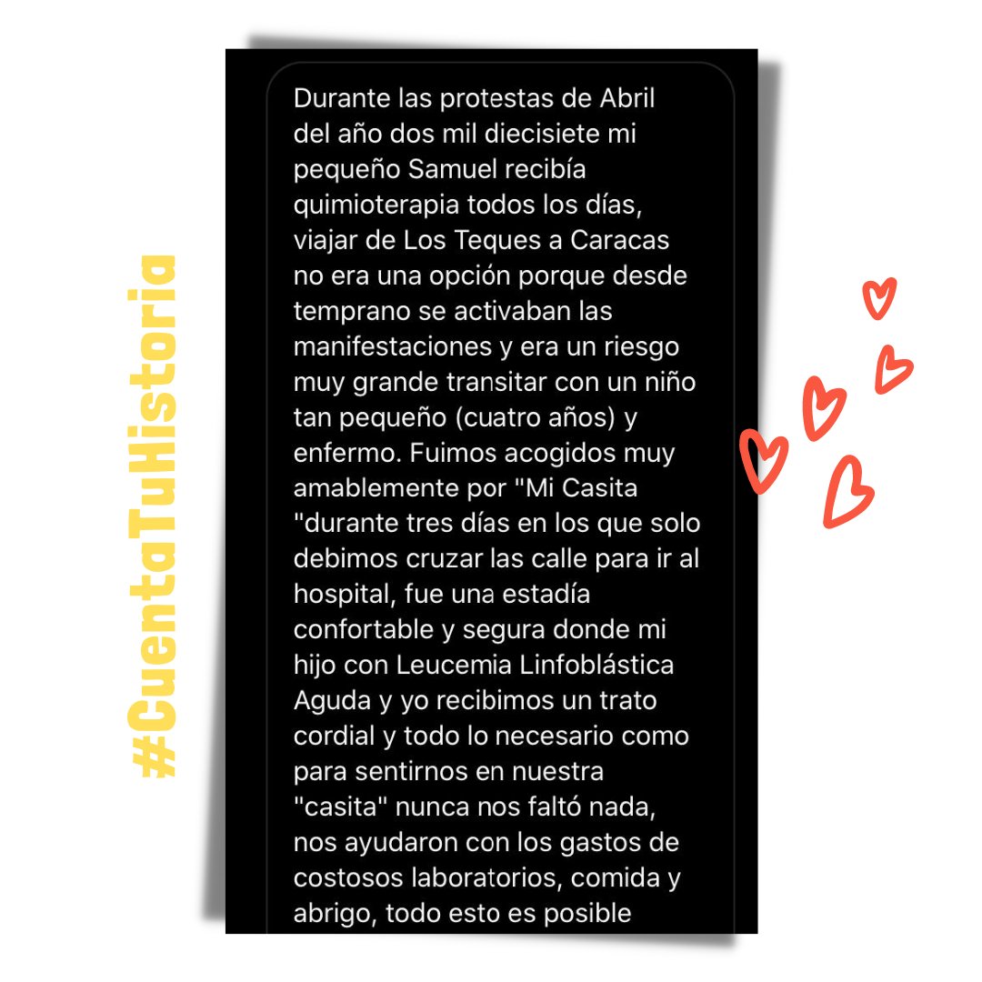#CuentaTuHistoria con nosotros Creamos esta sección para mostrarle a #Venezuela cómo la fundación 
<a href="/Fncancer/">Fundación Amigos del Niño con Cáncer</a> ha brindado apoyo, para incentivar a que MÁS personas se animen a mostrar solidaridad con nuestros pacientes, los cuales pasan por situaciones difíciles