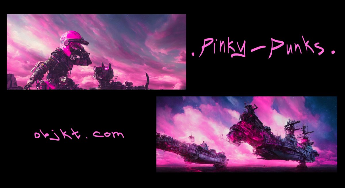 Hello! 😃❤️
Two new works in the collection .PINKY-PUNKS.

Buddy
1 ed 5 tezos

Start
1 ed 5 tezos

Links below:

 #Ai #tezos