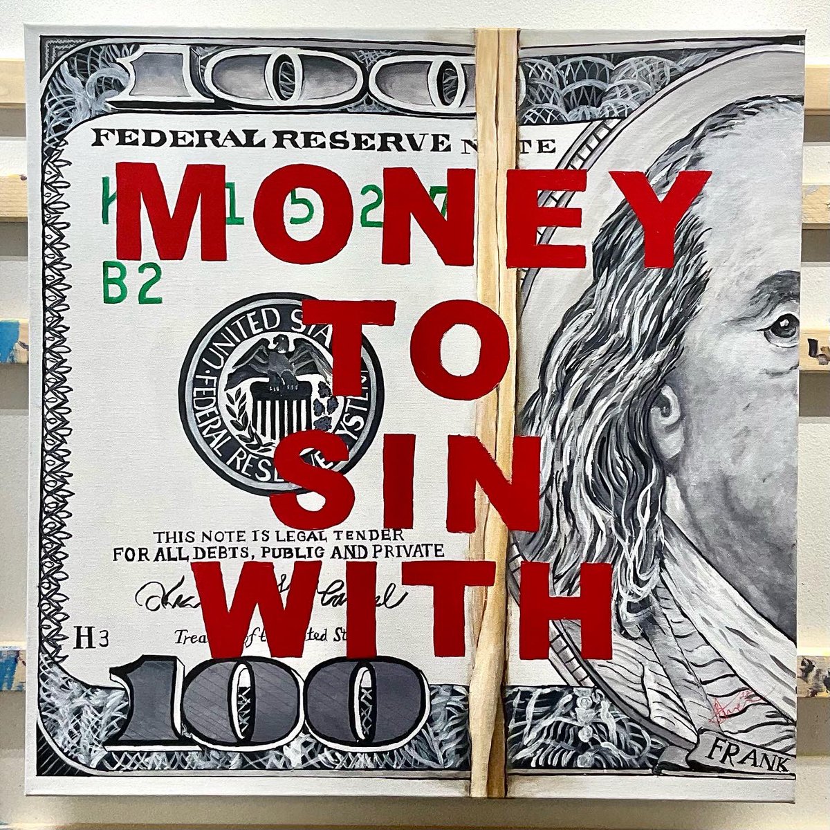 TurnerBrittney's tweet photo. Recent painting.  DM if interested.  24”x 24”  Money To Sin With https://t.co/vpOuPDYn9R