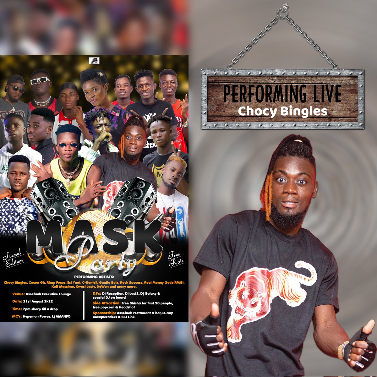 ChocyBingles's tweet photo. Link up with @ChocyBingles 🏆 coming Sunday (21/08/22) for a Massive display of performance at Assefuah Executive Restaurant & Bar inside Shama-Junction🔥💃🏾🥂#EyeRedMovement #ToTheStreet https://t.co/jo8xbPgHYS
